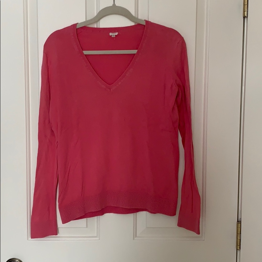 J crew light weight cotton pink v neck.